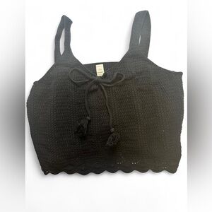 Old Navy Black Crochet Knit Crop Tank Top | Size Large | Like New